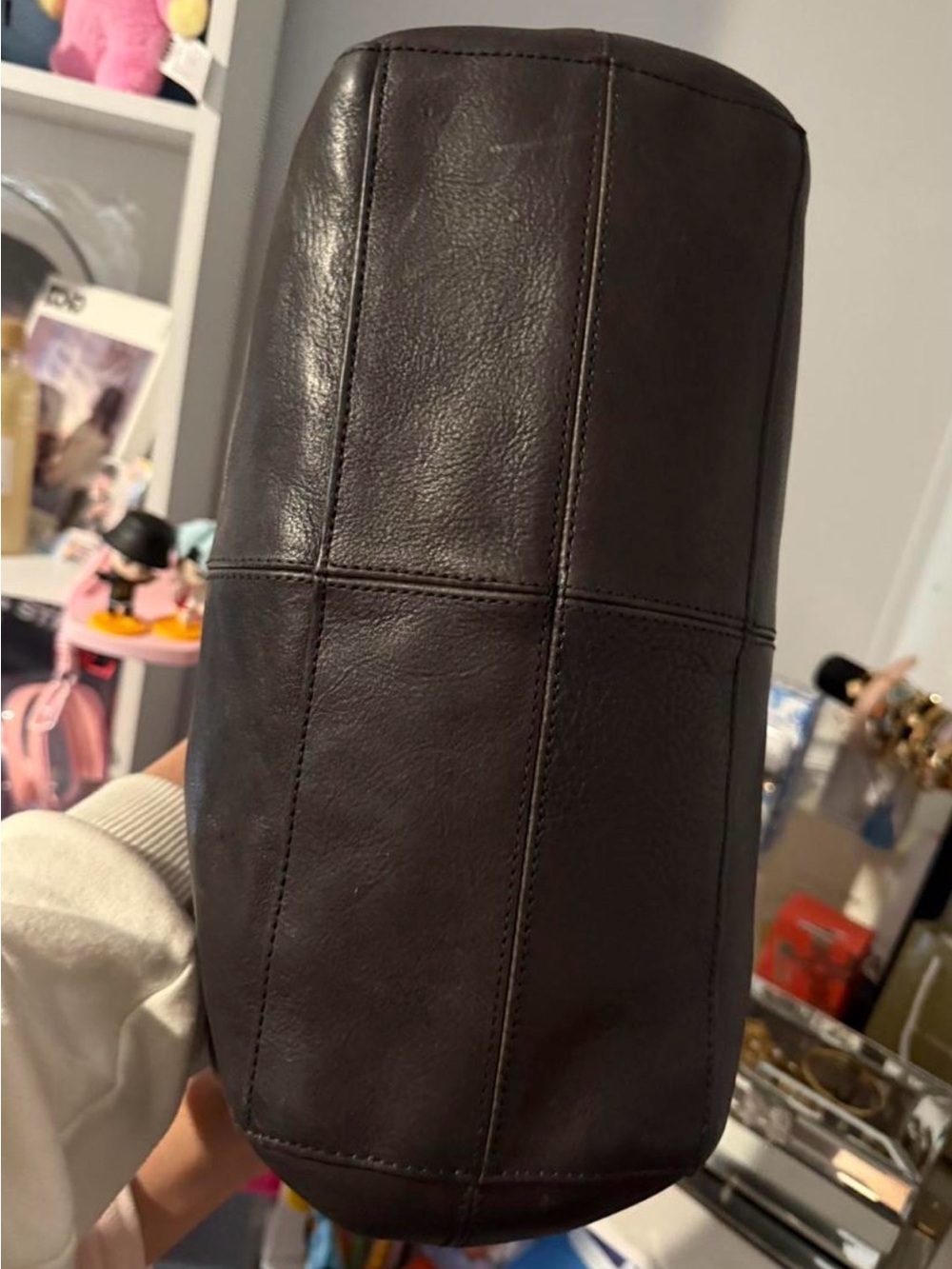 Abercrombie & Fitch Vintage Y2K Black Leather Tote Bag Purse - Picture 4 of 6